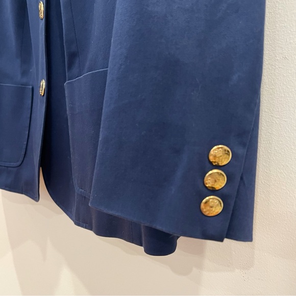 Lauren Ralph Lauren Blazer Womens 2X Blue Gold Buttons Crest Career Business - Picture 5 of 11